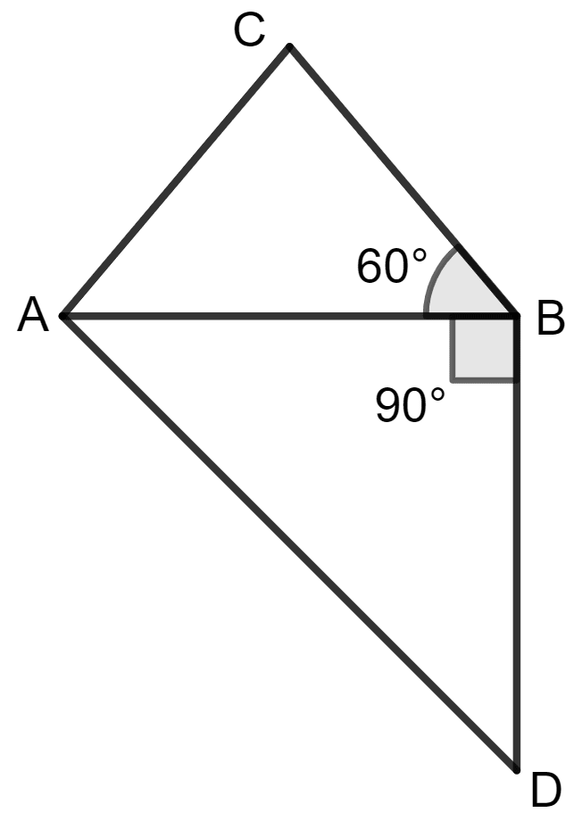 Let angle ABC = 60° and angle ABD = 90°, then ∠CBD is equal to: Constructions, Concise Mathematics Solutions ICSE Class 8.