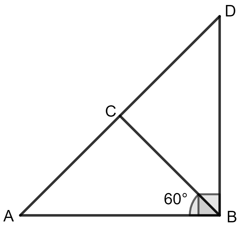 Let angle ABC = 60° and angle ABD = 90°, then ∠CBD is equal to: Constructions, Concise Mathematics Solutions ICSE Class 8.