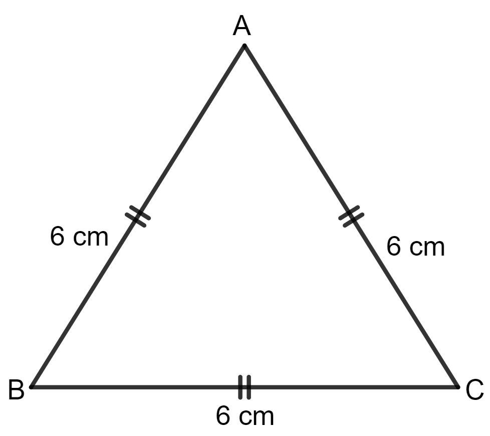 Area of an equilateral triangle with each side 6 cm is: Area of a Trapezium and a Polygon, Concise Mathematics Solutions ICSE Class 8.