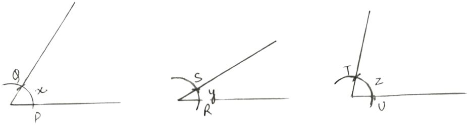 Given below are the angles x, y and z. Constructions, Concise Mathematics Solutions ICSE Class 8.