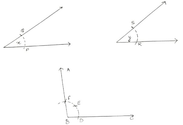 Given below are the angles x and y. Constructions, Concise Mathematics Solutions ICSE Class 8.