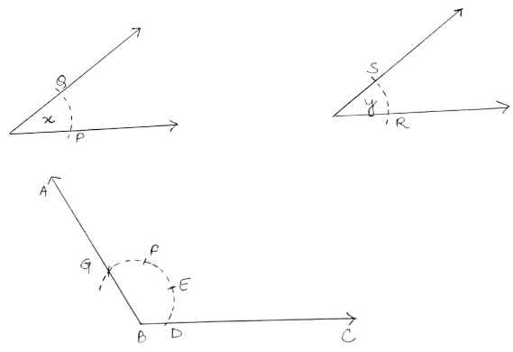 Given below are the angles x and y. Constructions, Concise Mathematics Solutions ICSE Class 8.