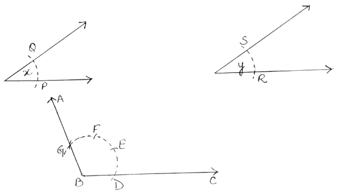 Given below are the angles x and y. Constructions, Concise Mathematics Solutions ICSE Class 8.