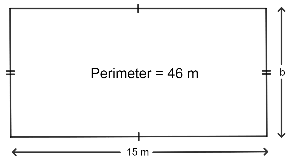 The perimeter of a rectangle is 46 m and its length is 15 m. Find its : Area of a Trapezium and a Polygon, Concise Mathematics Solutions ICSE Class 8.
