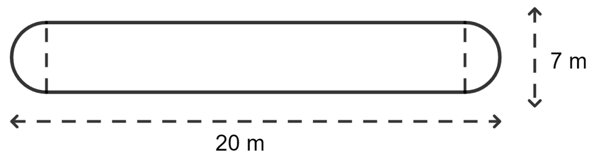The shape of a garden is rectangular in the middle and semicircular at each end as shown in the figure. Find the area and perimeter of the garden. Area of a Trapezium and a Polygon, Concise Mathematics Solutions ICSE Class 8.