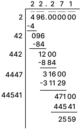 Find the square root of 496 correct to three places of decimal. Squares and Square Roots, Concise Mathematics Solutions ICSE Class 8.