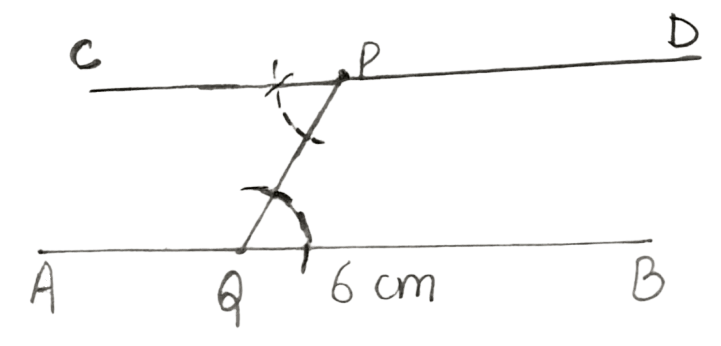 Draw a line AB = 6 cm. Mark a point P any where outside the line AB. Through the point P, construct a line parallel to AB. Constructions, Concise Mathematics Solutions ICSE Class 8.