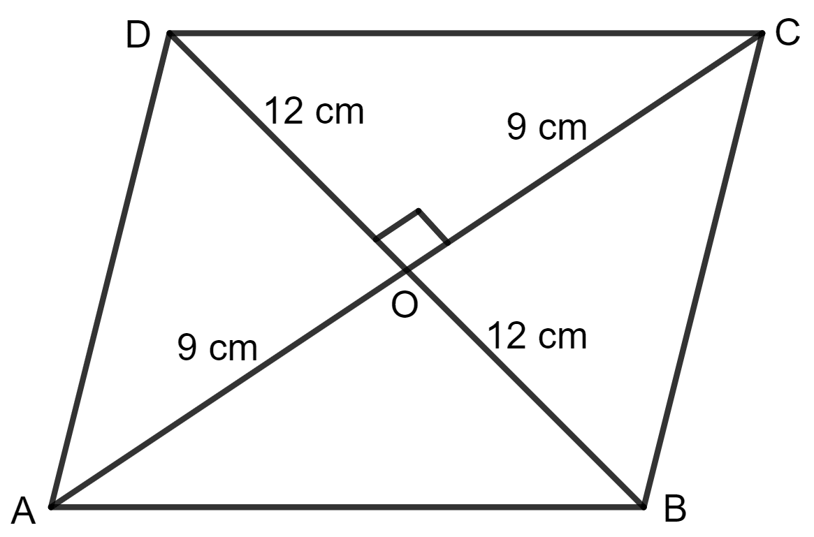 The diagonals of a rhombus are 18 cm and 24 cm. Find : Area of a Trapezium and a Polygon, Concise Mathematics Solutions ICSE Class 8.