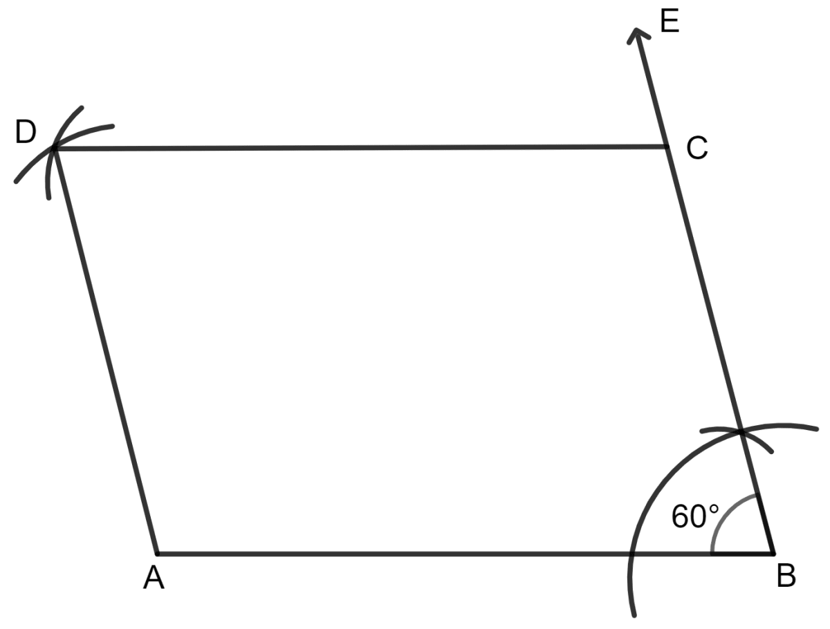 Draw a parallelogram ABCD with AD = BC and ∠B = 60°. If possible draw its line(s) of symmetry. Symmetry, Concise Mathematics Solutions ICSE Class 8.