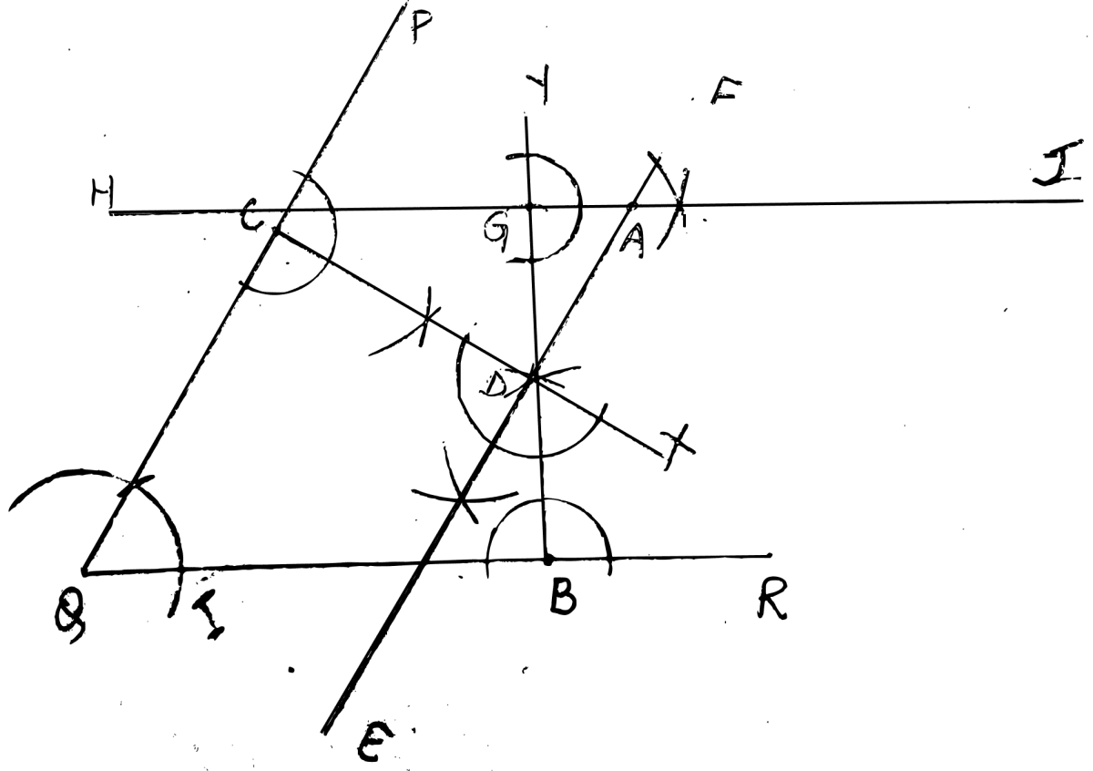 Construct an angle PQR = 60°. Draw a line parallel to PQ at a distance of 3 cm from it and another line parallel to QR at a distance of 3.5 cm from it. Mark the point of intersection of these parallel lines as A. Constructions, Concise Mathematics Solutions ICSE Class 8.