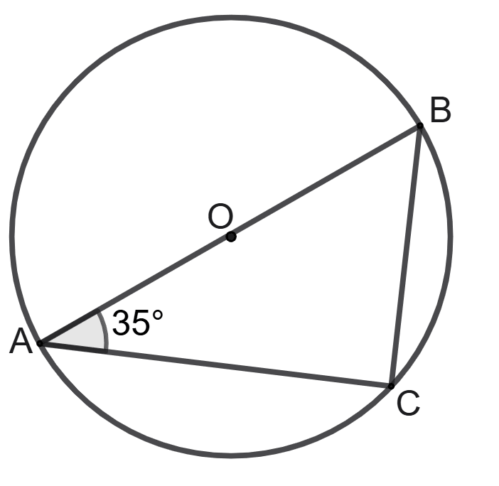 The following figure shows a circle with diameter AB and center at point O, Concise Mathematics Solutions ICSE Class 8.