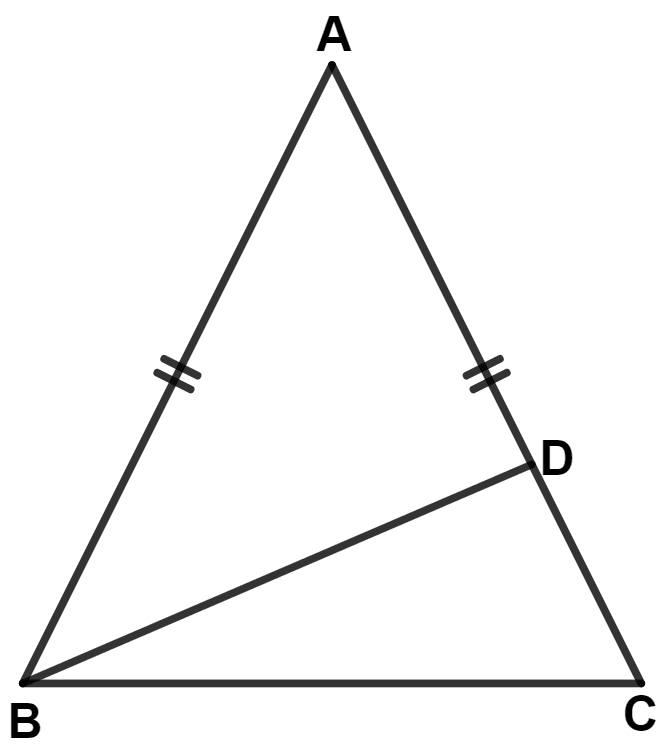 In the given figure, AB = AC, then : Inequalities, Concise Mathematics Solutions ICSE Class 9.