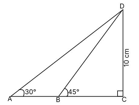 The length of AB is: Solution of Right Triangles, Concise Mathematics Solutions ICSE Class 9.