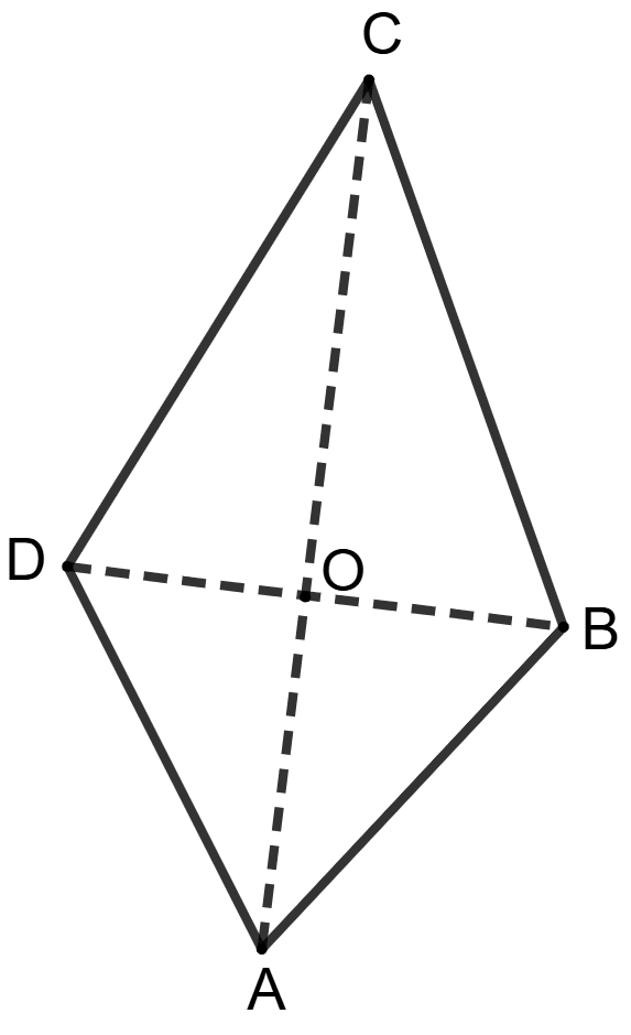 ABCD is a quadrilateral whose diagonals intersect each other at point O. The diagonal AC bisects diagonal BD. Then area of quadrilateral ABCD is : Area Theorems, Concise Mathematics Solutions ICSE Class 9.