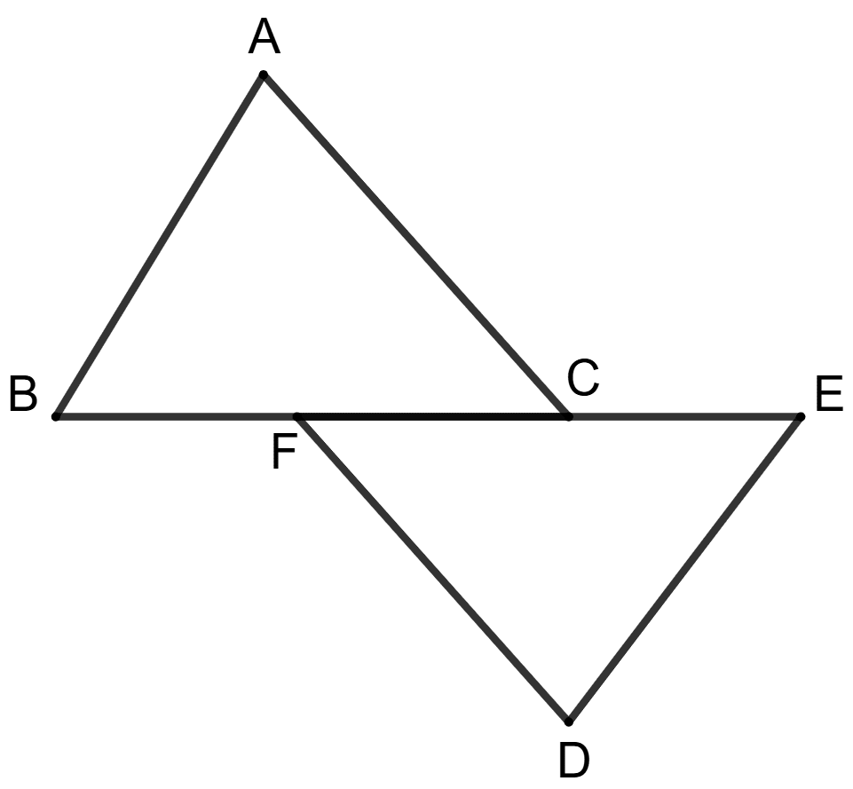 If BA = DE, AC = DF and BF = EC, then the triangles ABC and DEF are congruent by axiom. Triangles, Concise Mathematics Solutions ICSE Class 9.