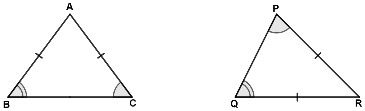 In △ ABC and △ PQR, AB = AC, ∠C = ∠P and ∠B = ∠Q; then triangles are : Isosceles Triangles, Concise Mathematics Solutions ICSE Class 9.