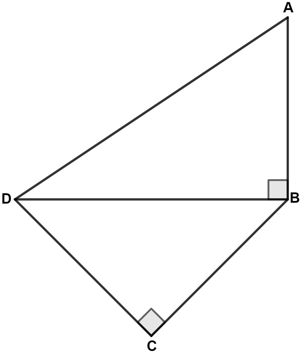 In the given figure, AD = 13 cm, DC = 12 cm and BC = 3 cm, then AB is equal to : Pythagoras Theorem, Concise Mathematics Solutions ICSE Class 9.