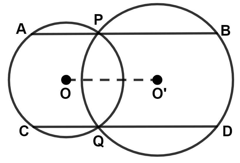 In the given figure, O and O' are centers of two circles, AB // CD // OO', then which of the following is not true : Circle, Concise Mathematics Solutions ICSE Class 9.