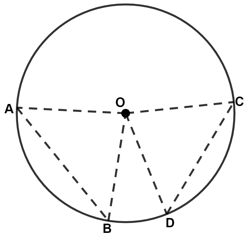 In the given figure, O is the center of the circle and chord AB : chord CD = 5 : 3. If angle DOC = 60°; then ∠AOB is : Circle, Concise Mathematics Solutions ICSE Class 9.