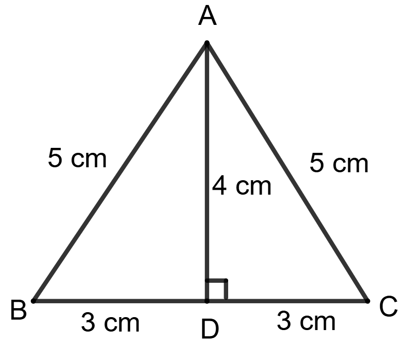 Area of given triangle ABC = 6 x 5 cm2, Area of given triangle ABC = 1/2 x 6 x 4 cm2. Pythagoras Theorem, Concise Mathematics Solutions ICSE Class 9.