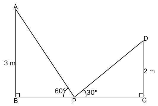 The distance between B and C = 5 m; Solution of Right Triangles, Concise Mathematics Solutions ICSE Class 9.