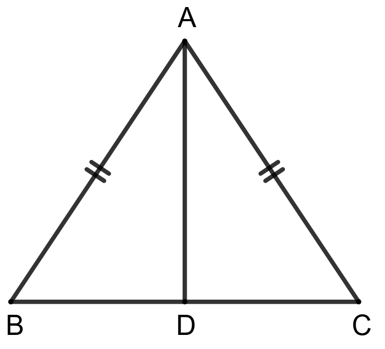 Statement 1 - AB = AC and D is any point on side BC of triangle ABC. Statement 2 - AB > AD. Isosceles Triangles, Concise Mathematics Solutions ICSE Class 9.