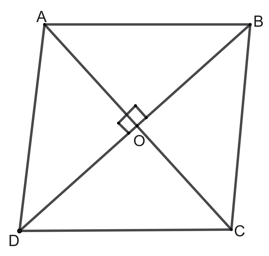 The diagonal of a quadrilateral bisect each other at right angle. Concise Mathematics Solutions ICSE Class 9.