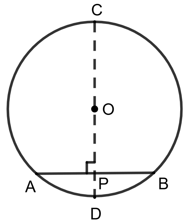 In the given figure, chord AB = 8 cm, diameter CD = 20 cm, then length of OP = 10 cm. Circle, Concise Mathematics Solutions ICSE Class 9.