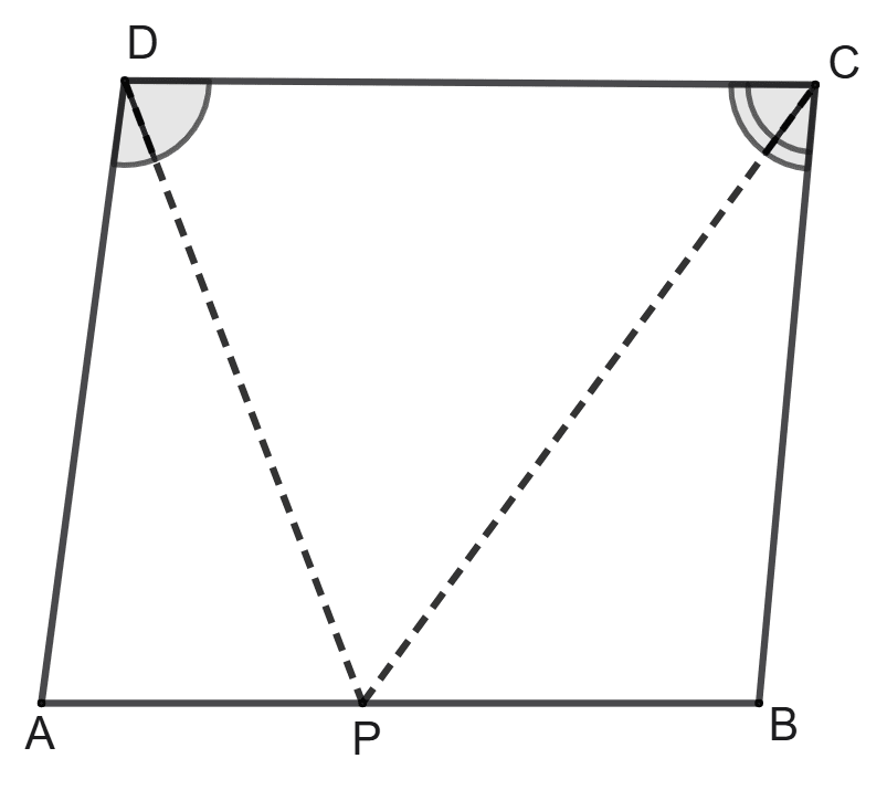 In parallelogram ABCD, PD bisects ∠ADC and PC bisects angle DCB, then ∠DPC = 90°. Concise Mathematics Solutions ICSE Class 9.