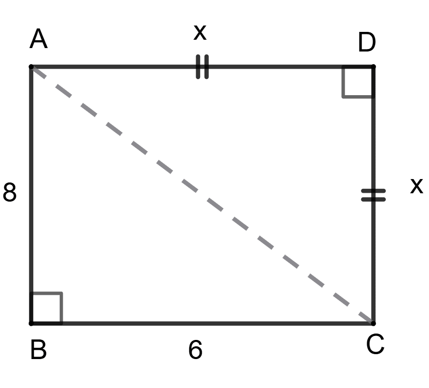 X = 5 root of 2, AC^2 = 8^2 + 6^2 = x + x^2: Pythagoras Theorem, Concise Mathematics Solutions ICSE Class 9.