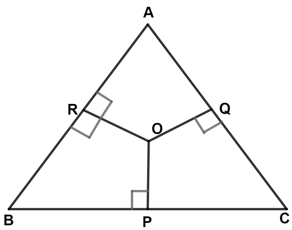 In the following figure, OP, OQ and OR are drawn perpendiculars to the sides BC, CA and AB respectively of triangle ABC. Prove that : Pythagoras Theorem, Concise Mathematics Solutions ICSE Class 9.