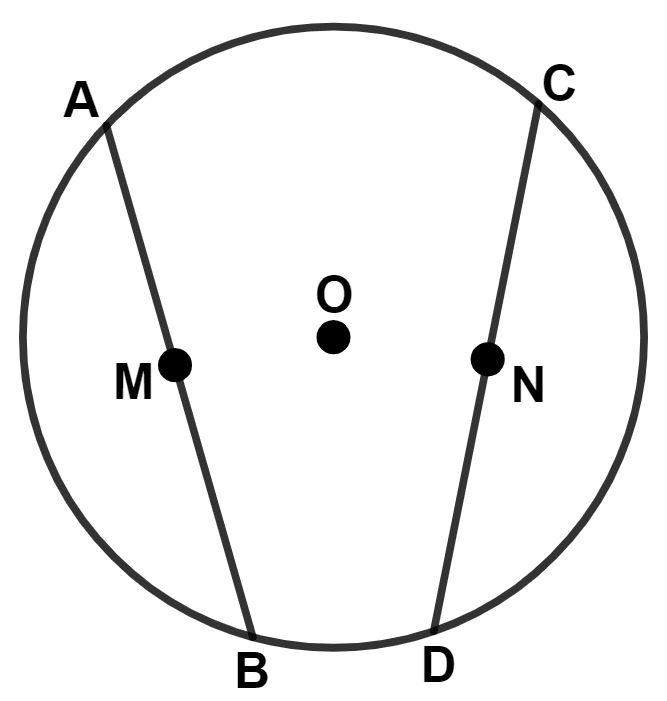 M and N are the mid-points of two equal chords AB and CD respectively of a circle with center O. Prove that : Circle, Concise Mathematics Solutions ICSE Class 9.