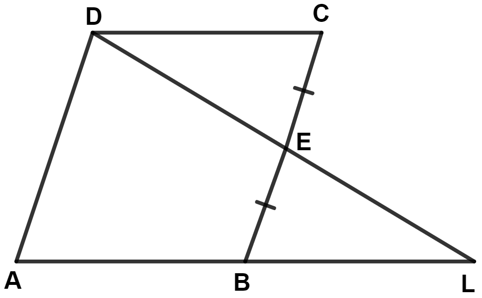 From the given diagram, in which ABCD is a parallelogram, ABL is a line segment and E is mid point of BC. Triangles, Concise Mathematics Solutions ICSE Class 9.