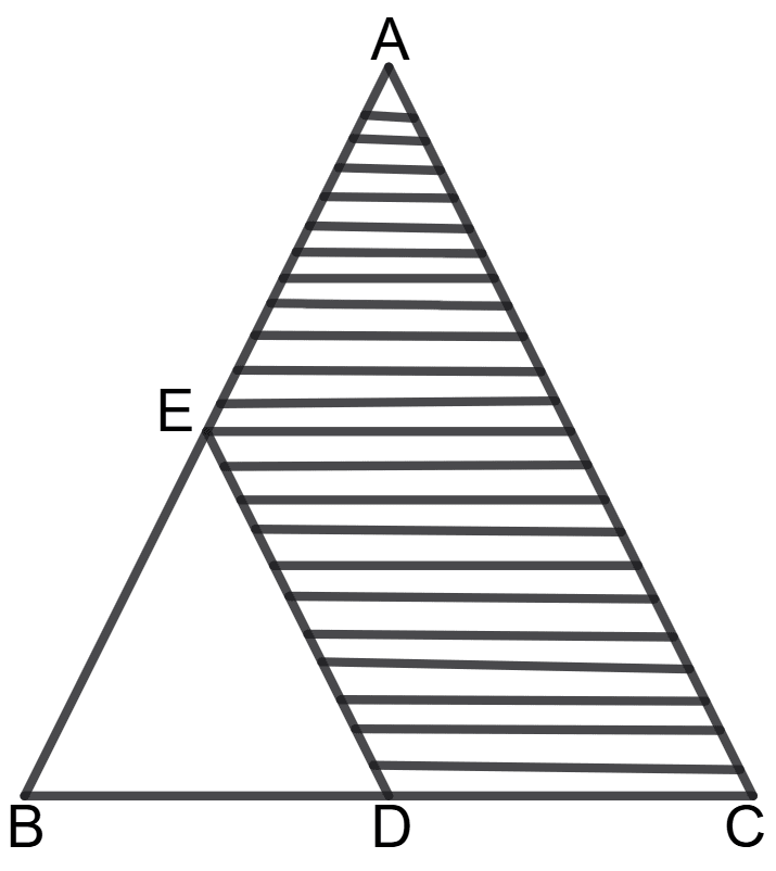 ABC and BDE are two equilateral triangles such that D is the mid-point of BC. If AB = 20 cm, find the area of the shaded portion. [Take √3 = 1.73]. Chapterwise Revision (Stage 2), Concise Mathematics Solutions ICSE Class 9.