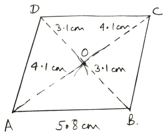 AB = 5.8 cm, diagonal AC = 8.2 cm and diagonal BD = 6.2 cm. Construction of Polygons, Concise Mathematics Solutions ICSE Class 9.