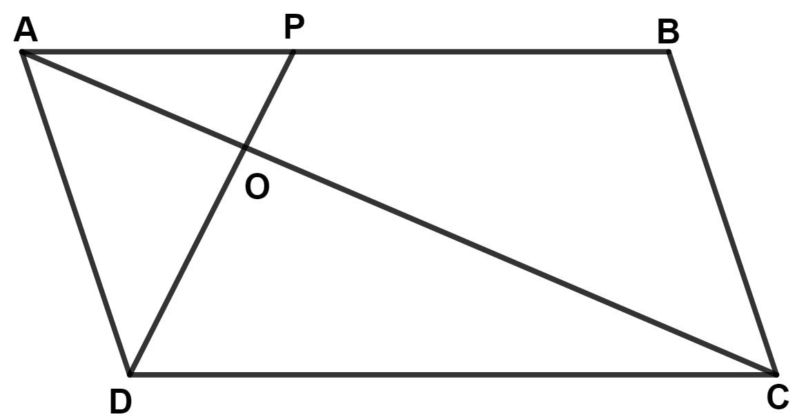 The given figure shows a parallelogram ABCD with area 324 sq.cm. P is a point in AB such that AP : PB = 1 : 2. Find the area of △ APD. Area Theorems, Concise Mathematics Solutions ICSE Class 9.