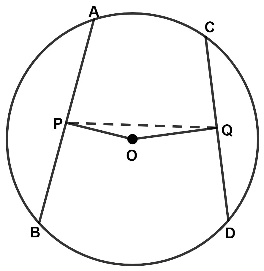 In the given figure, AB and CD are two equal chords of a circle, with center O. Circle, Concise Mathematics Solutions ICSE Class 9.