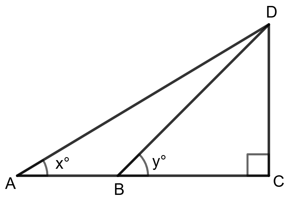 If tan x° = 5/12, tan y° = 3/4 and AB = 48 m; find the length of CD. Solution of Right Triangles, Concise Mathematics Solutions ICSE Class 9.