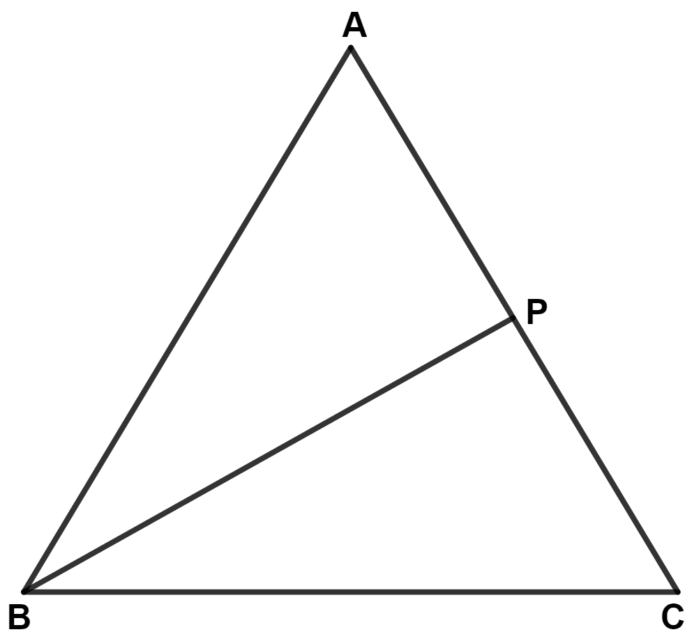 In the following figure, ABC is an equilateral triangle and P is any point in AC; prove that : Inequalities, Concise Mathematics Solutions ICSE Class 9.