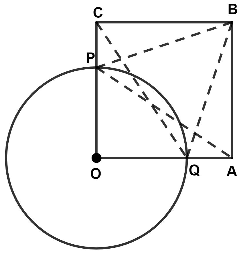 In the following figure, OABC is a square. A circle is drawn with O as center which meets OC at P and OA at Q. Prove that : Circle, Concise Mathematics Solutions ICSE Class 9.