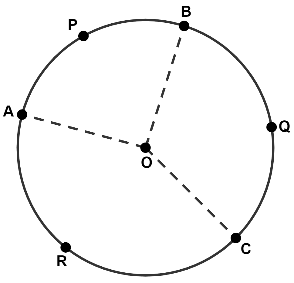 The circumference of a circle, with center O, is divided into three arcs APB, BQC and CRA such that : Circle, Concise Mathematics Solutions ICSE Class 9.