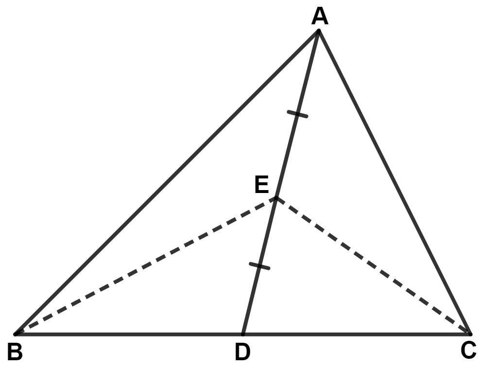 In the figure of question 14, if E is the mid point of median AD, then prove that : Area Theorems, Concise Mathematics Solutions ICSE Class 9.