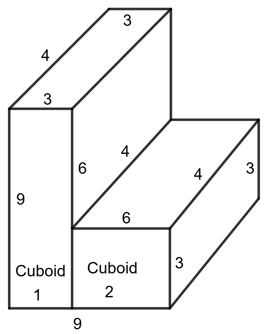 The following figure shows a solid of uniform cross-section. Find the volume of the solid. All measurements are in centimetres. Assume that all angles in the figure are right angles. Solids, Concise Mathematics Solutions ICSE Class 9.