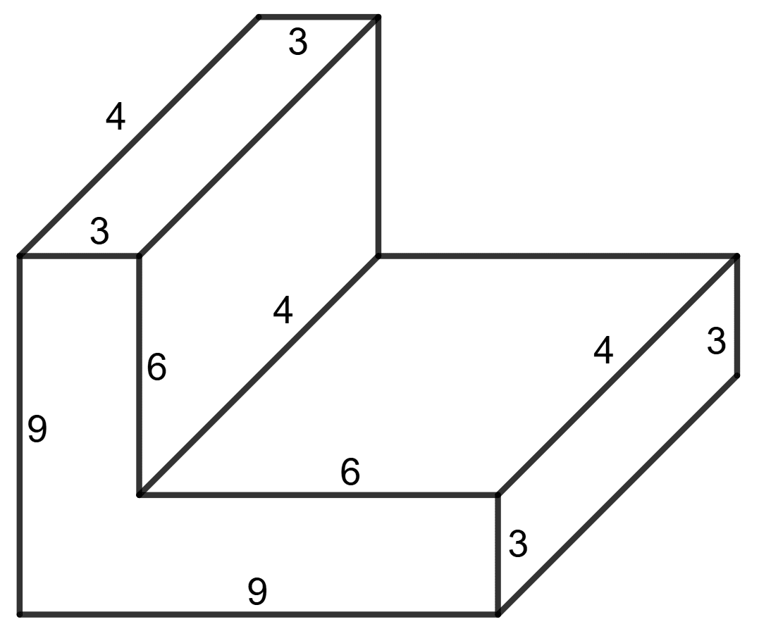 The following figure shows a solid of uniform cross-section. Find the volume of the solid. All measurements are in centimetres. Assume that all angles in the figure are right angles. Solids, Concise Mathematics Solutions ICSE Class 9.