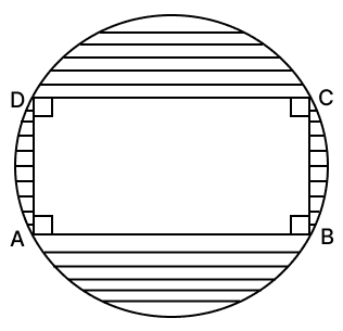 The given figure shows a rectangle ABCD inscribed in a circle as shown alongside. Area and Perimeter of Plane Figures, Concise Mathematics Solutions ICSE Class 9.