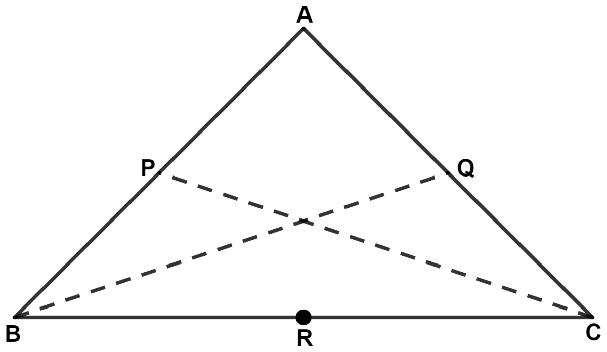 In triangle ABC; AB = AC. P, Q and R are mid-points of sides AB, AC and BC respectively. Prove that : Isosceles Triangles, Concise Mathematics Solutions ICSE Class 9.