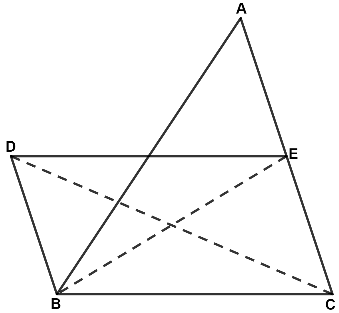 In the following figure, BD is parallel to CA, E is mid-point of CA and BD = 1/2 CA. Area Theorems, Concise Mathematics Solutions ICSE Class 9.