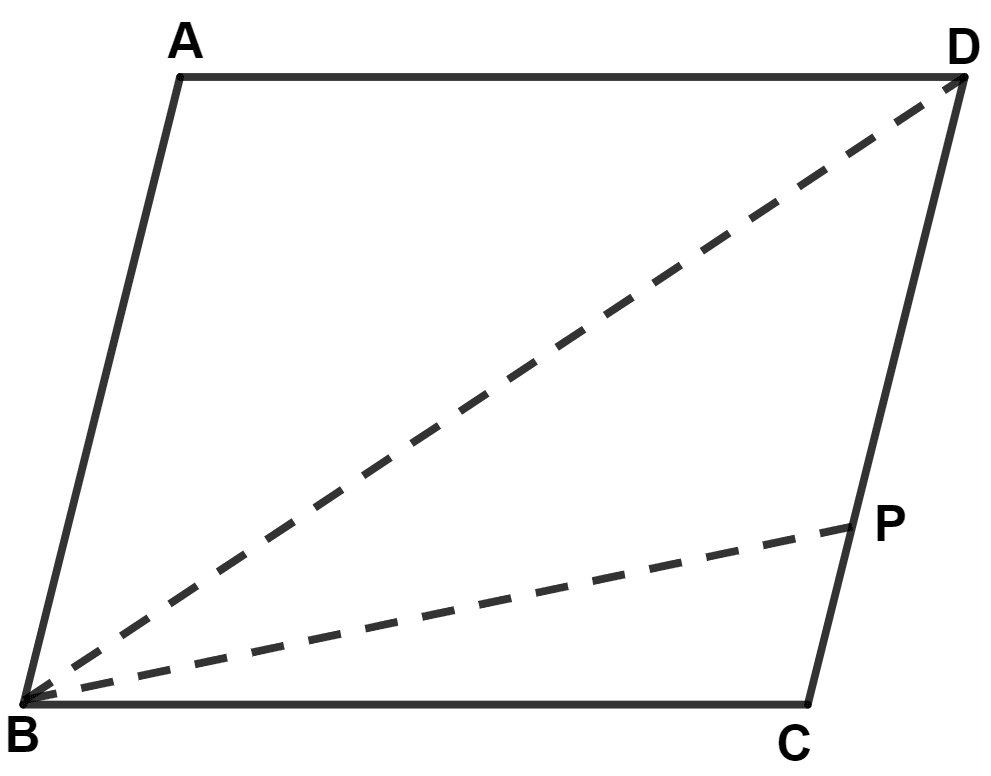 In a parallelogram ABCD, point P lies in DC such that DP : PC = 3 : 2. If area of Δ DPB = 30 sq.cm, find the area of the parallelogram ABCD. Area Theorems, Concise Mathematics Solutions ICSE Class 9.