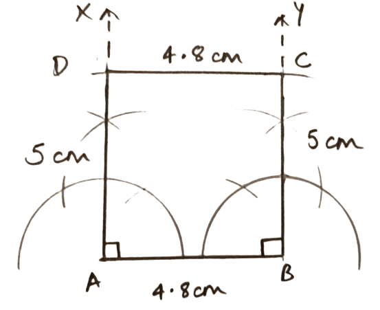 Area = 24 cm2 and base = 4.8 cm. Construction of Polygons, Concise Mathematics Solutions ICSE Class 9.