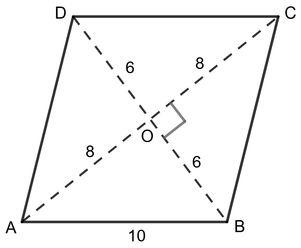 ABCD is a rhombus with diagonals BD and AC equal to 12 cm and 16 cm respectively. The value of cosec x is : Trigonometrical Ratios, Concise Mathematics Solutions ICSE Class 9.